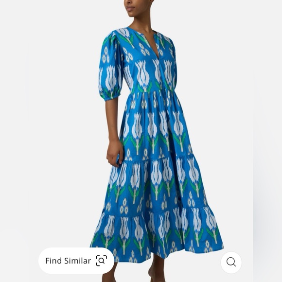 Oliphant Printed Tulip Maxi Dress in Blue - Picture 2 of 6